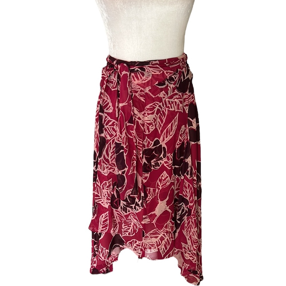 Odille Anthro Silk Tie Waist Bow Detail Faux Wrap Midi Slip Skirt - Blush Pink 4